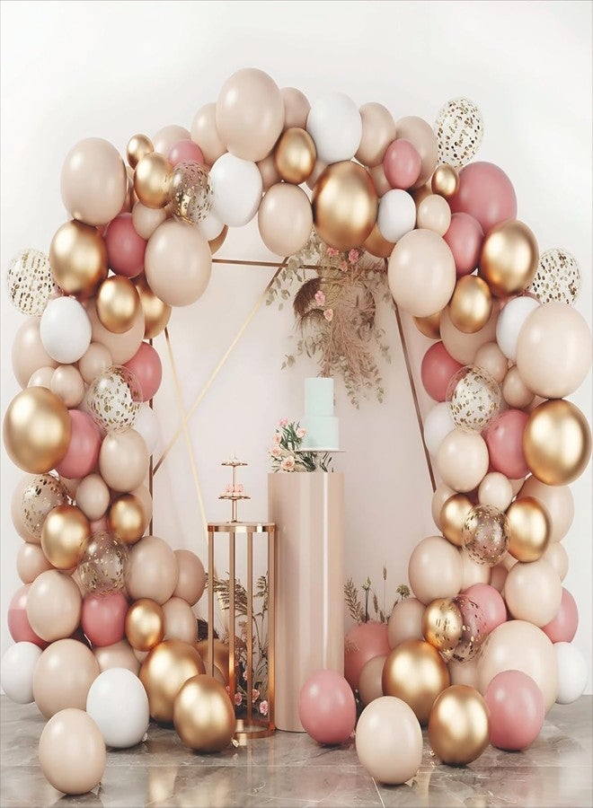 YOURS DECOR مجموعة بالونات عيد ميلاد من يورز ديكور للبنات - 57 قطعة | زينة لحفلات استقبال المولود، والذكرى السنوية، وأعياد الميلاد | بالون عيد ميلاد سعيد للزينة | ذهبي كروم، وردي وأبيض - Image 1